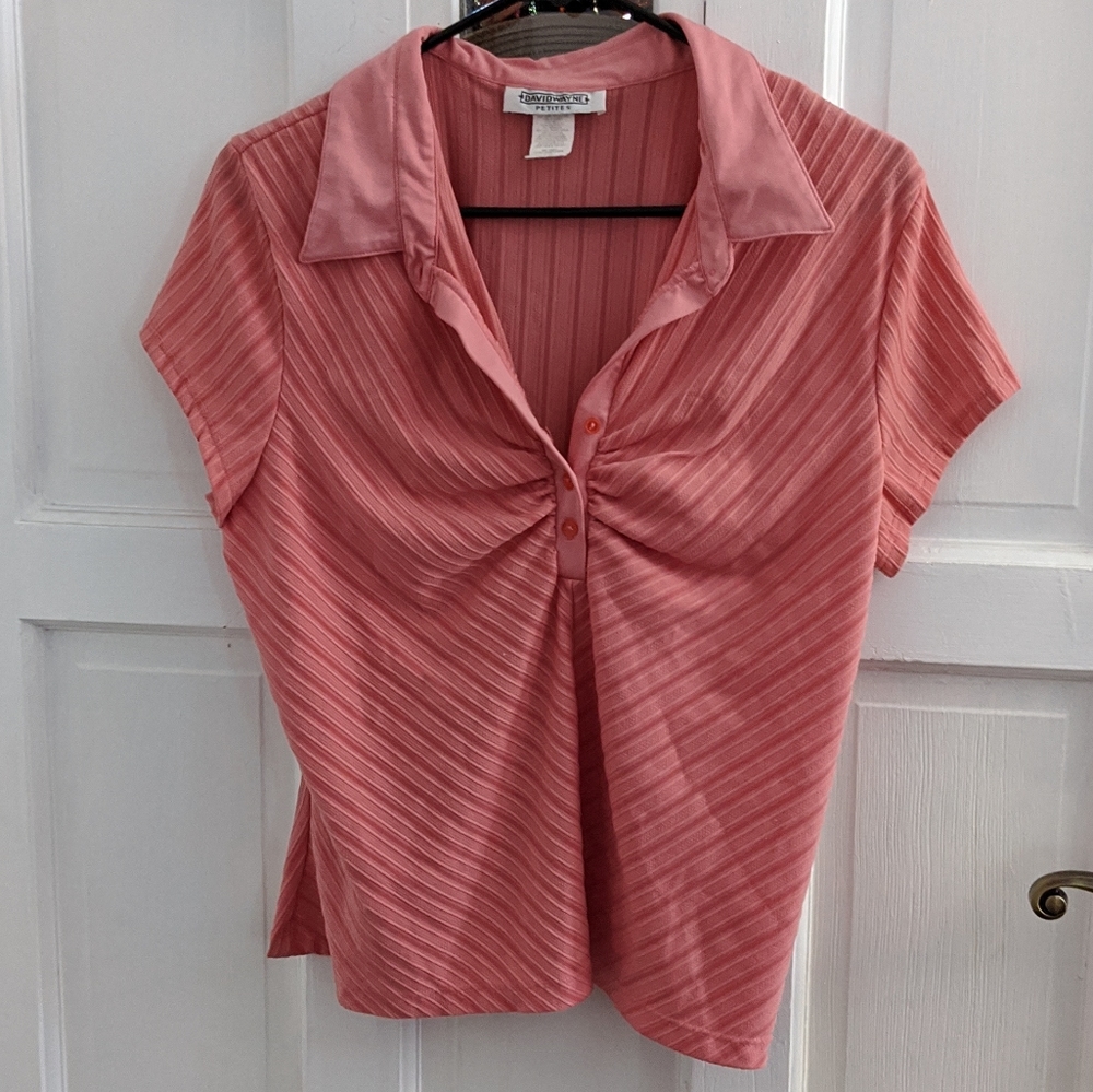 Salmon Pink Tailored Polo Top